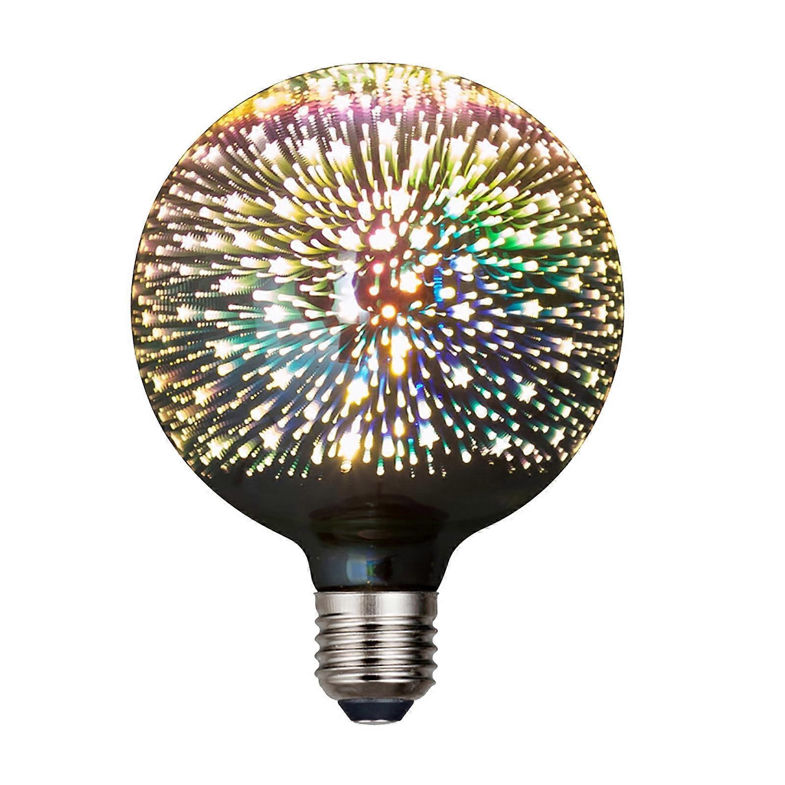 3DFireworks LED Bulb, Industrial Modern 3D Colorful Glass Light, Firework Globe Ball Style Hanging Lamp, Creative Lighting Fixture compatible with