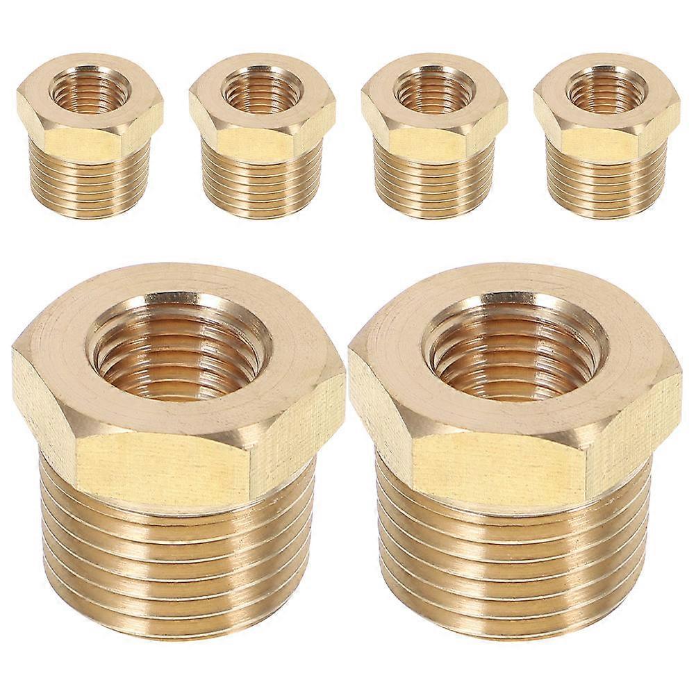 Copper Reducing Adapter Hexagonal Pipe Thread Adapter for Precision Instrument Piping Leak Proof Fluid Transmission 6Pcs