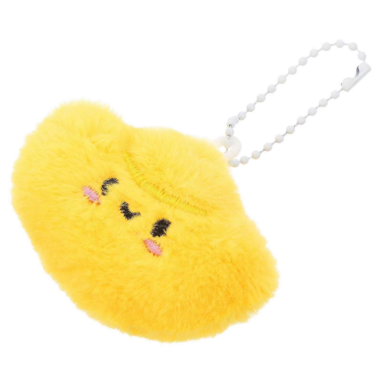 Yellow Plush Doll Pendant for Decor with Squeaky Fun Keychain Charm