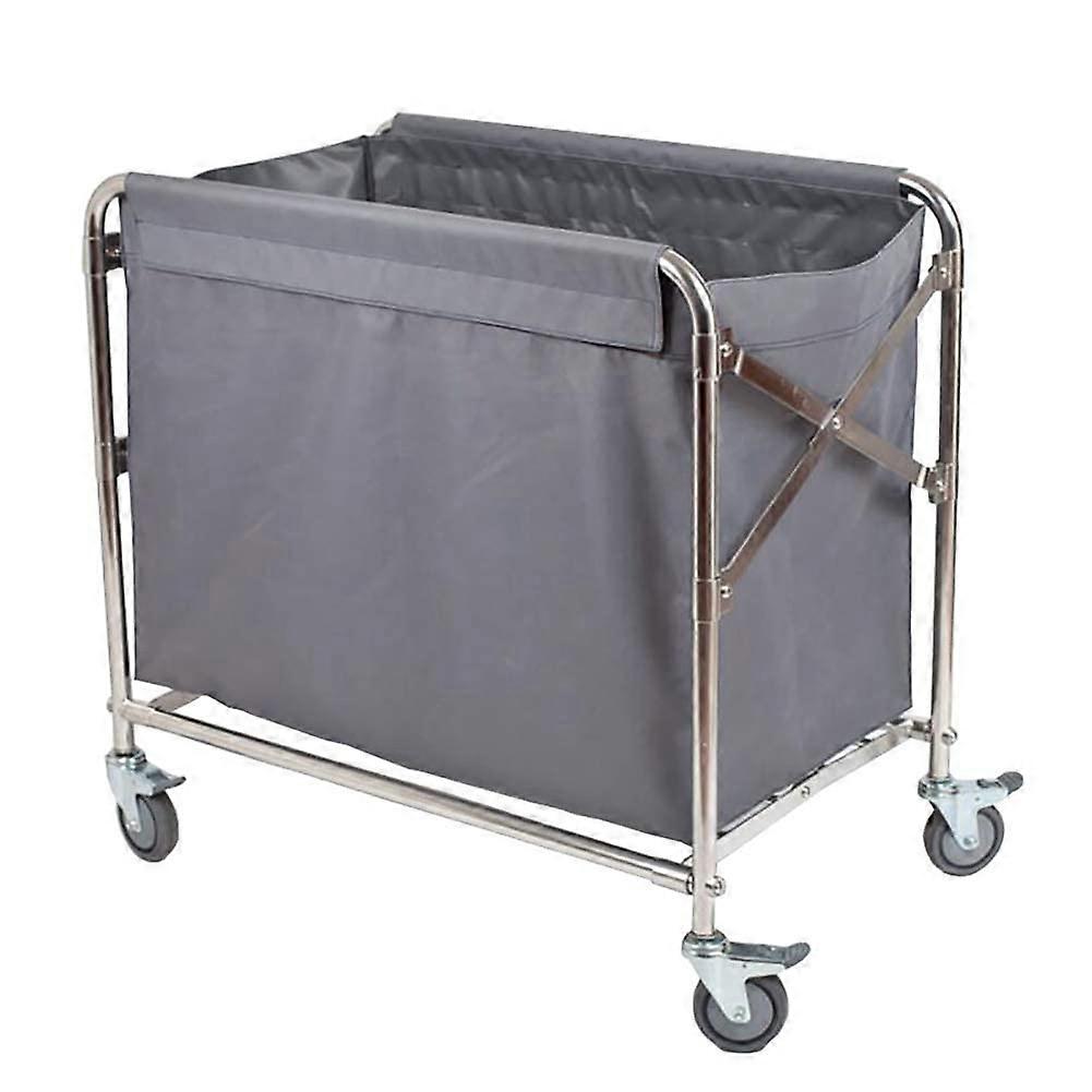 Hospital Laundry Trolley with Folding Rack, Rolling Linen Cart for Hotel Room Service, Gray