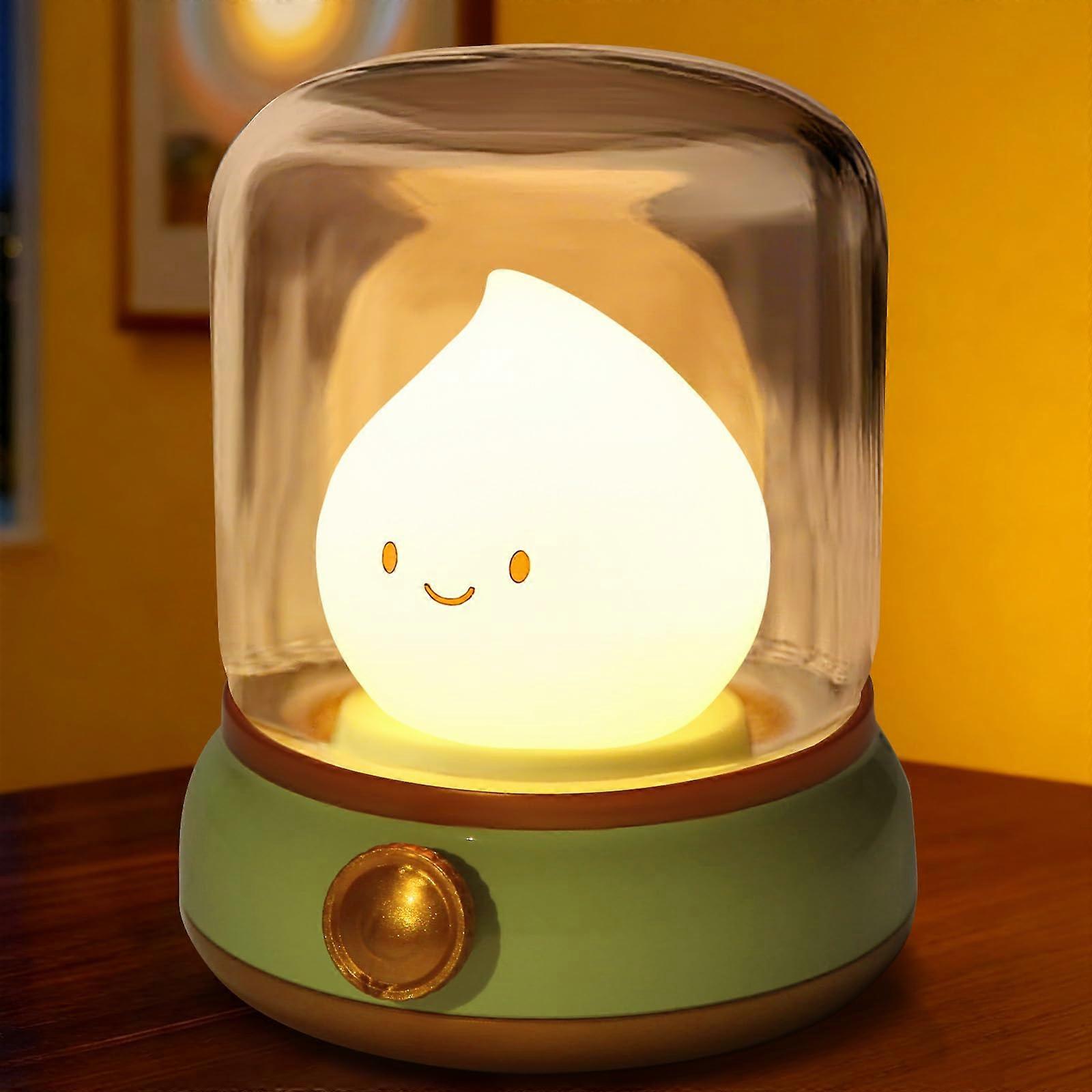 Flame Night Light Vintage Rechargeable Bedside Lamp with Dual Lighting Modes and Dimmable Brightness