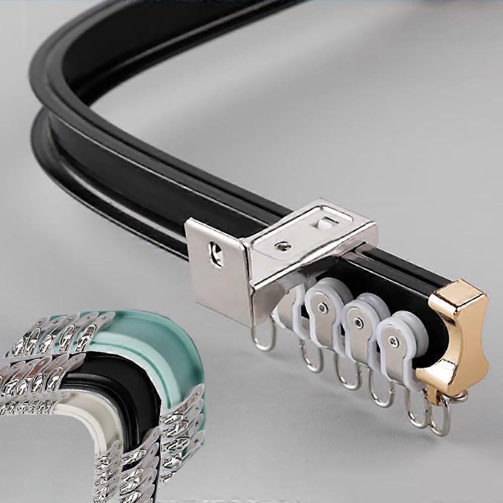 Flexible Bendable Ceiling Curtain Track Wall Mount Sliding Curtain Rail System Room Divider RV Black Side 2.7m/8.86ft