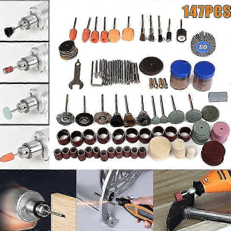 Sanding kit compatible with Dremel - 147Pcs rotary accessories with polishing tools