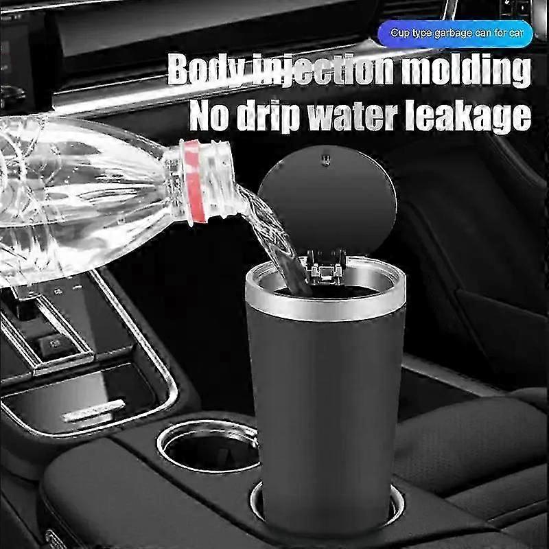 Compact Leakproof Mini Car Trash Can with Easy-Press Pop-Up Lid Durable Odor-Blocking Waterproof ABS Bin for Cup Holders Storage