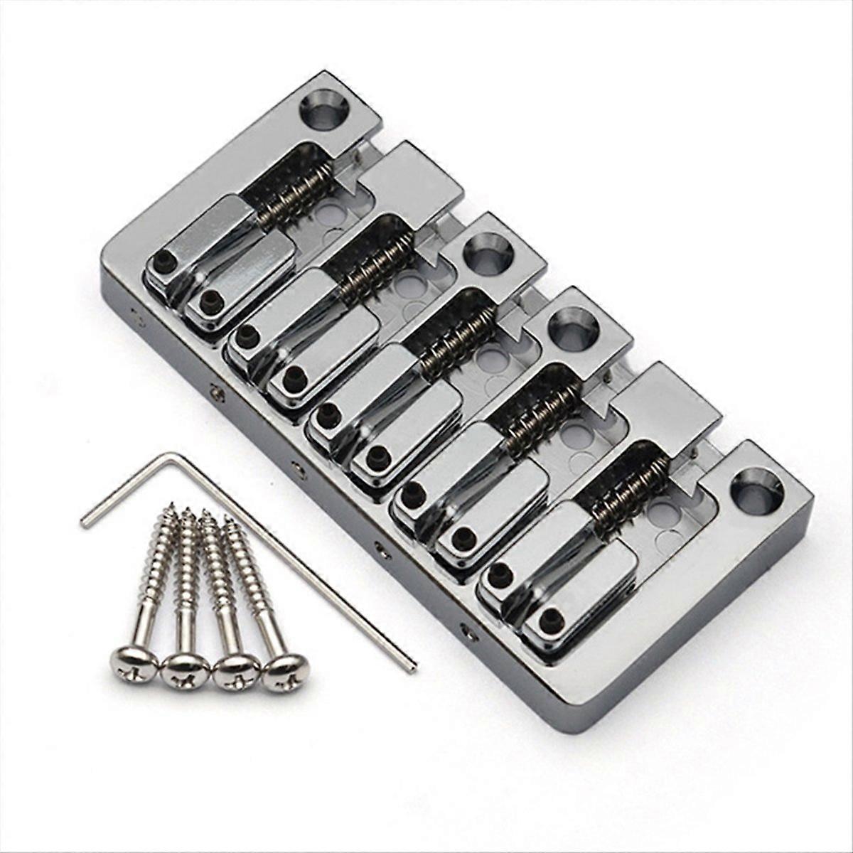 5-String Bass Bridge Body Bottom Through String Spacing Silver