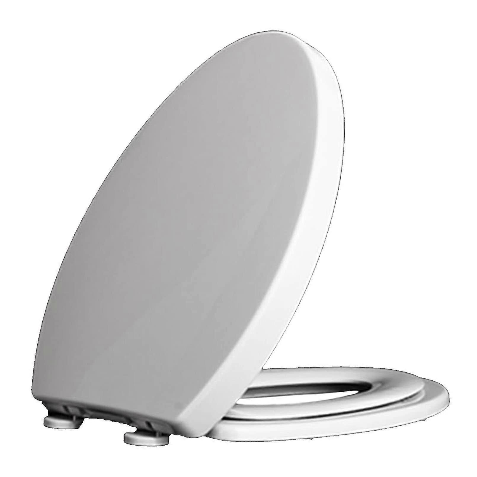Elongated Slow Close Toilet Seat with Quiet Close Design and Easy Installation, White Plastic