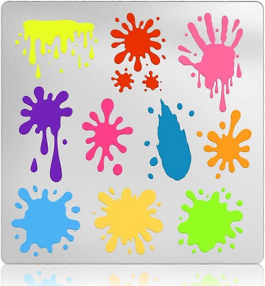 Pigment Splash Stencil Metal Stencil for Journaling Stainless Steel Graffiti Template for Wood Burning Reusable Template for Drawing Scrapbooking on F