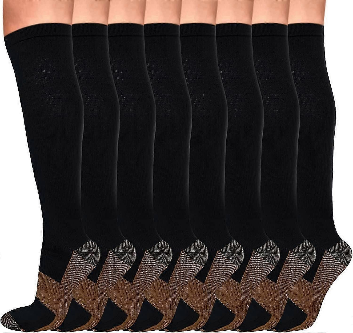 8 Pairs Copper Compression Socks for Women & Men Circulation