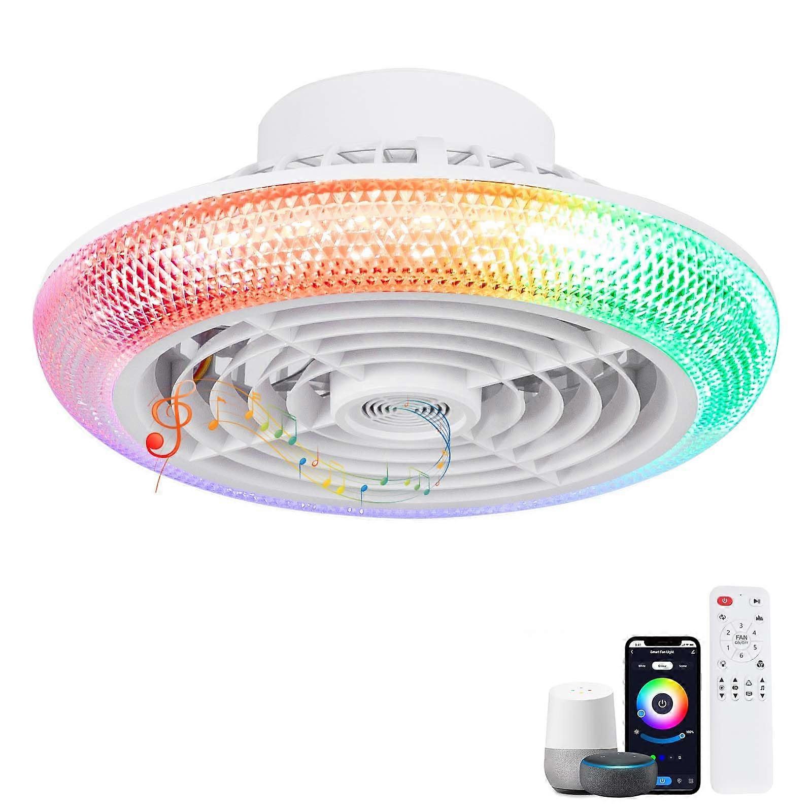 Smart RGB Ceiling Fan Light 40Cm, Stepless Dimming, APP Control, Alexa  Google Compatible, 16 Million Colours
