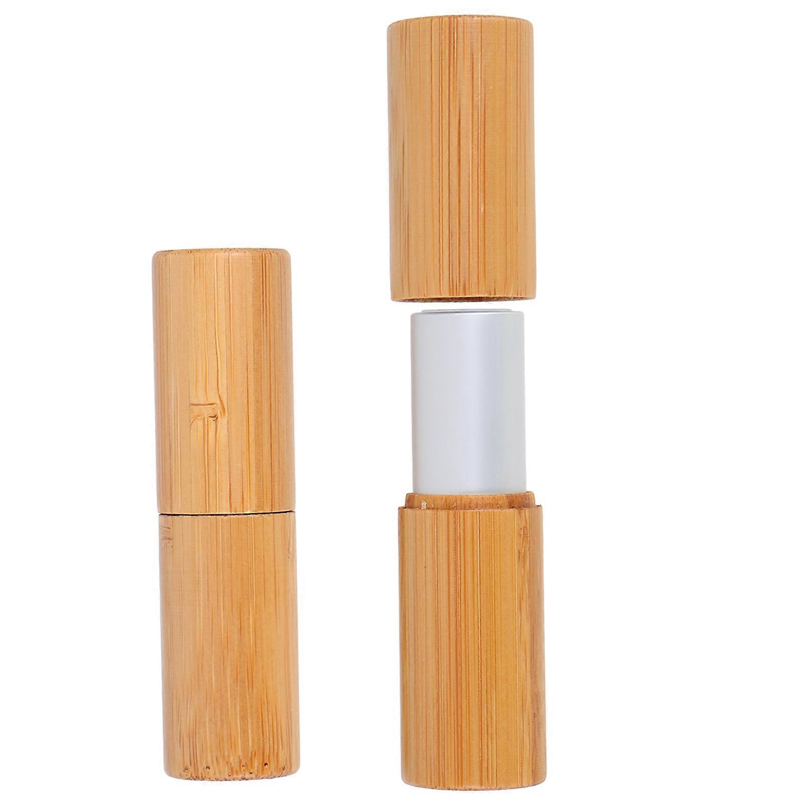 DIY Bamboo Lipstick Tube for Lip Balm Use with 2Pcs Empty Portable Tubes
