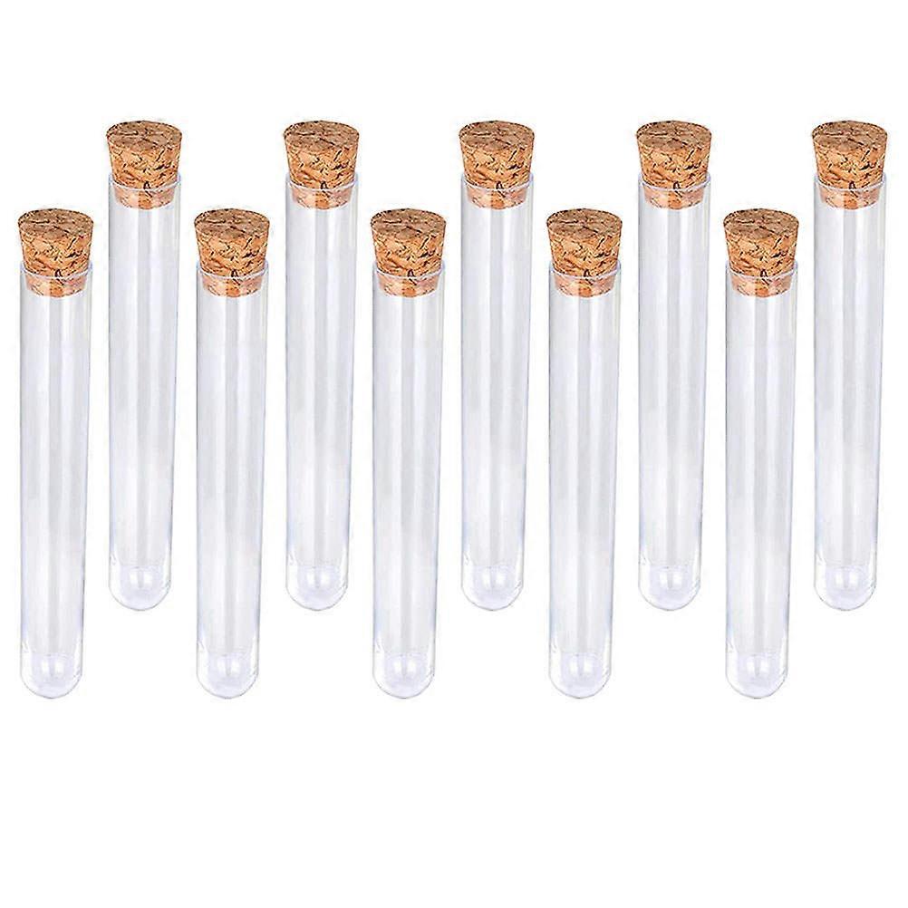 24Pcs Plastic Test Tubes with Cork for Scientific Experiment Storage Use
