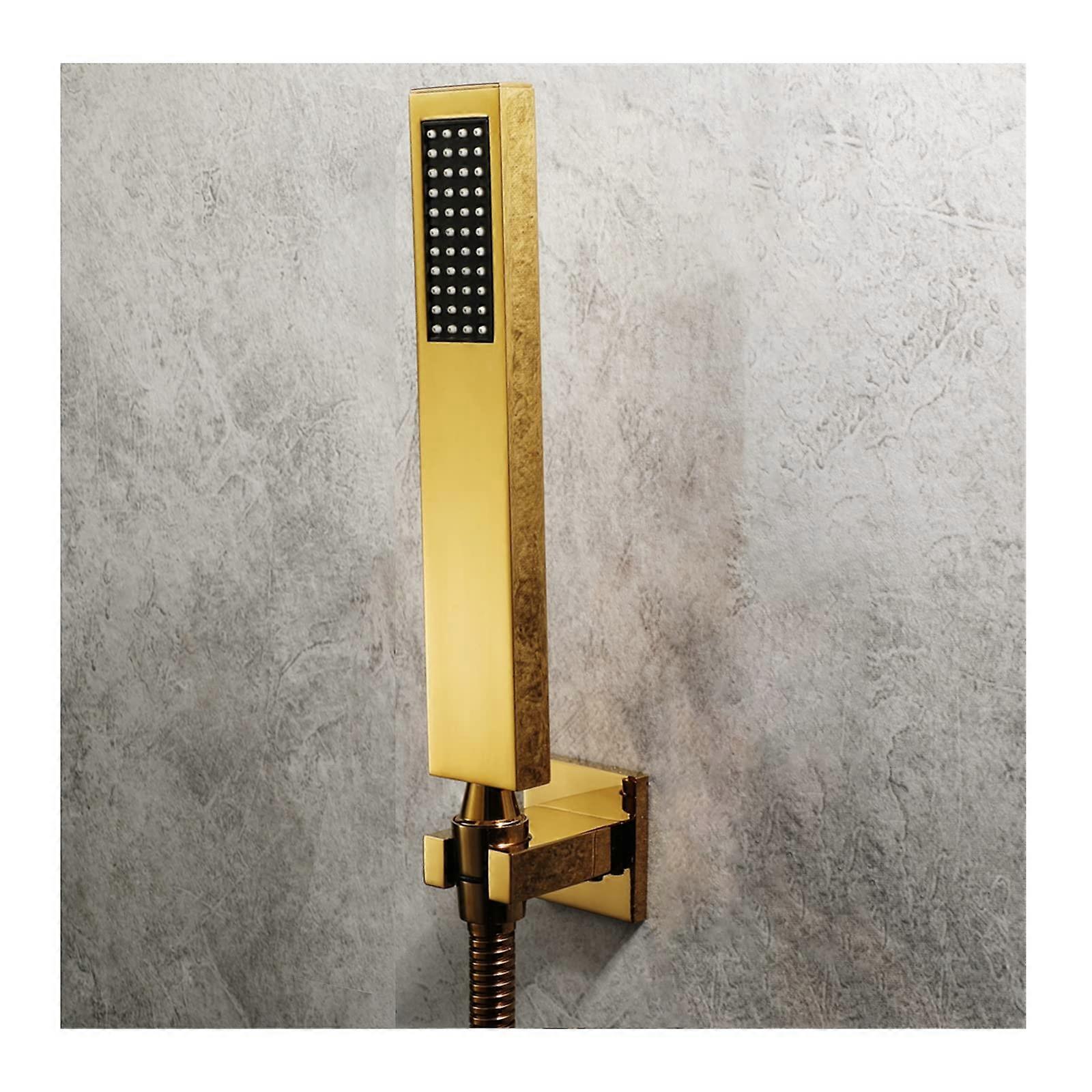 Handheld Shower Head  Pressure Boost with 59in RustResistant Hose Brushed Gold Adjustable Holder