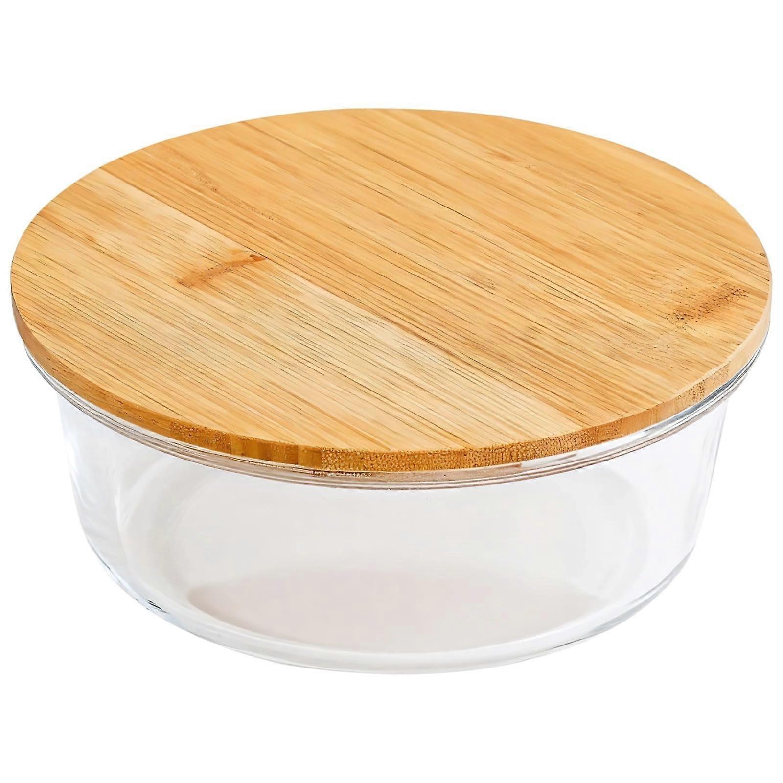 Glass Food Storage Container with Bamboo Lid, 950ml Airtight Microwave and Dishwasher Safe