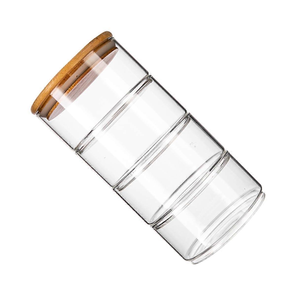 4Pcs Glass Food Storage Jars with Airtight Lids, Stackable Heat Resistant Borosilicate Containers