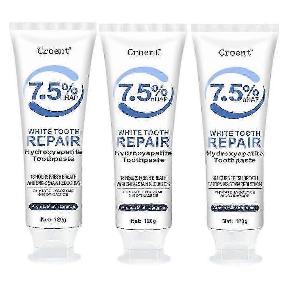 3PCS Hydroxyapatite Toothpaste for Advanced Enamel Protection, Gentle and Effective Formula, Fluoride-Free Toothpaste