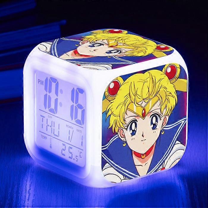 Colorful LED Silent Desktop Square Clock for Girls - A Gift