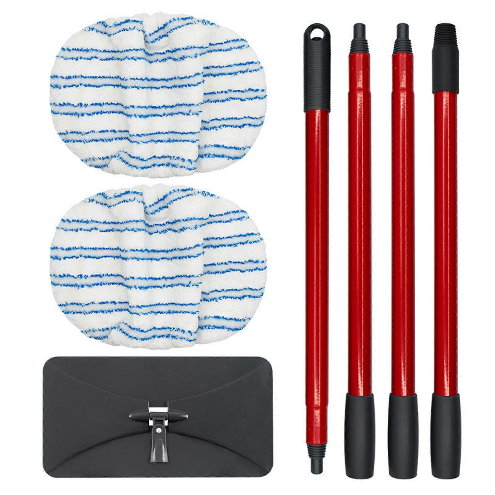 Microfiber Flat Mop Pad Set with Adjustable Fine Thread Four-Section Pole for O-Cedar