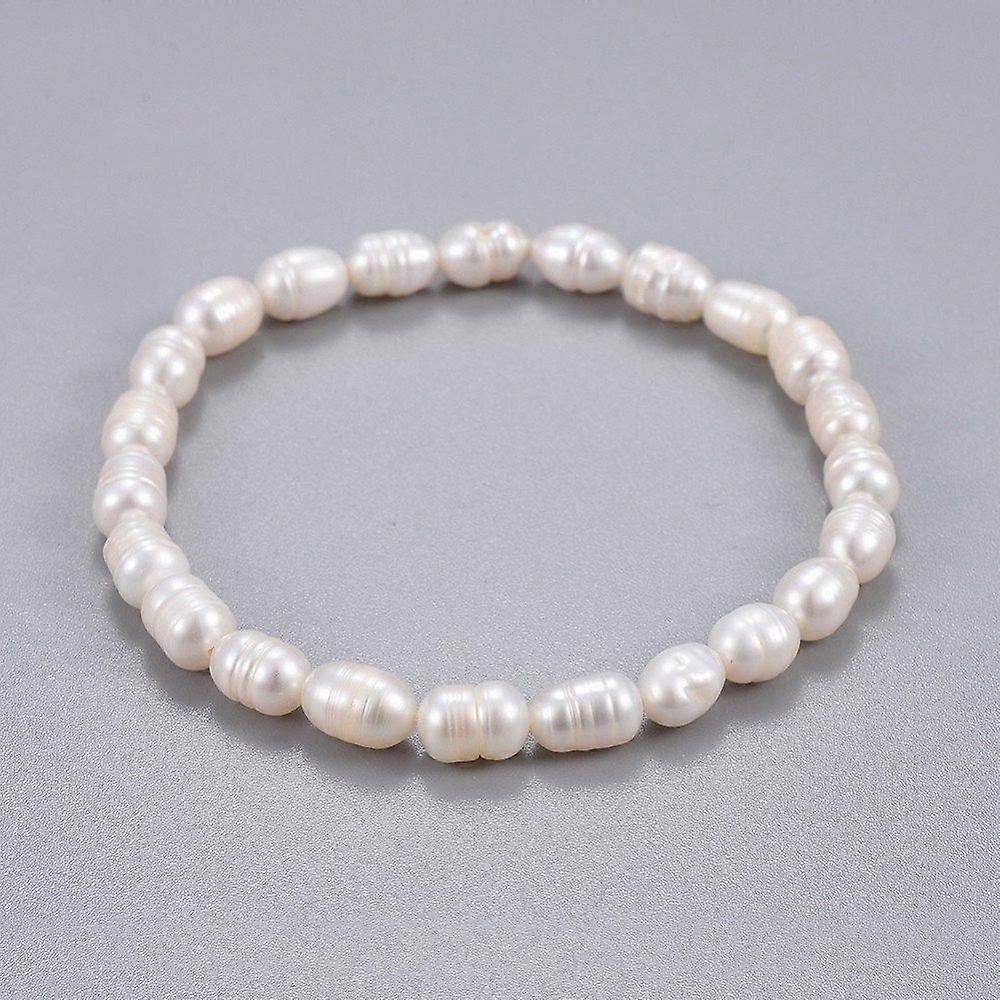 Natural Pearl Beads Stretch Bracelets White 2-1/8 inch(5.3cm)