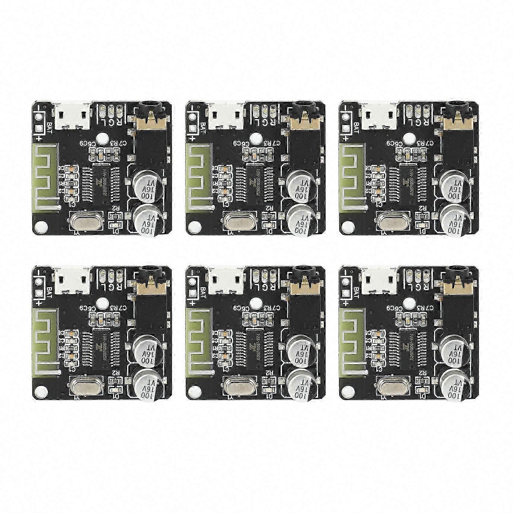 6Pcs VHM-314 Bluetooth 5.0 Audio Receiver Board, MP3 Lossless Decoder with Lithium Battery