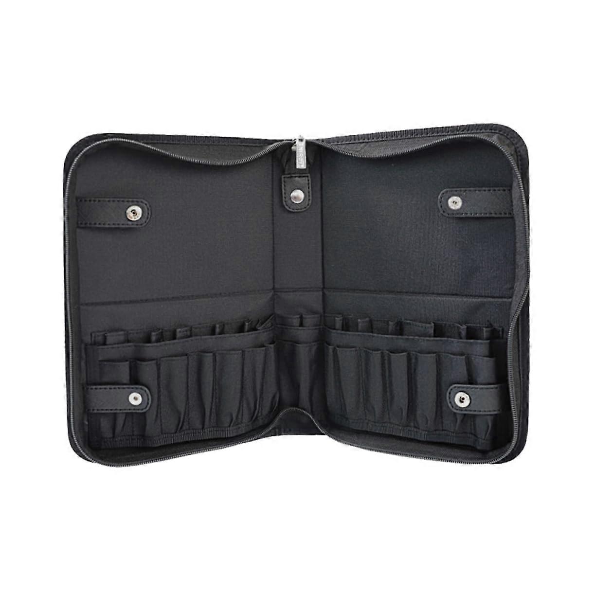 Makeup Brush Holder with 29 Compartments, Large Foldable Travel Makeup Brush Organizer Bag