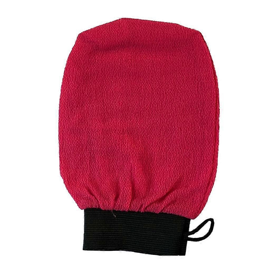 Korean Exfoliating Mitt for Deep Skin Scrub, Circulation Boost Massage, Rose Red OneSize