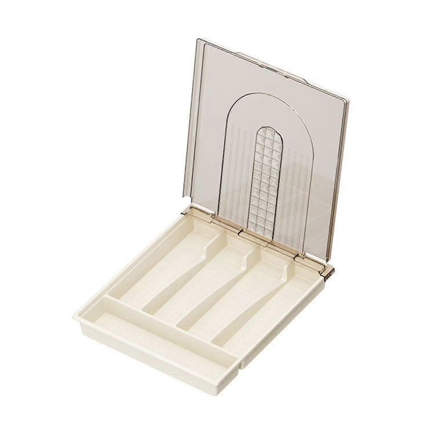 Cutlery Storage Box with Dustproof Lid, Separate Compartments, Kitchen Chopsticks Holder