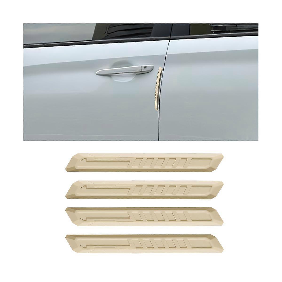 Car Door Edge Guard 4PCS Universal Silicone Protector Trim Strip Beige AntiScratch Waterproof