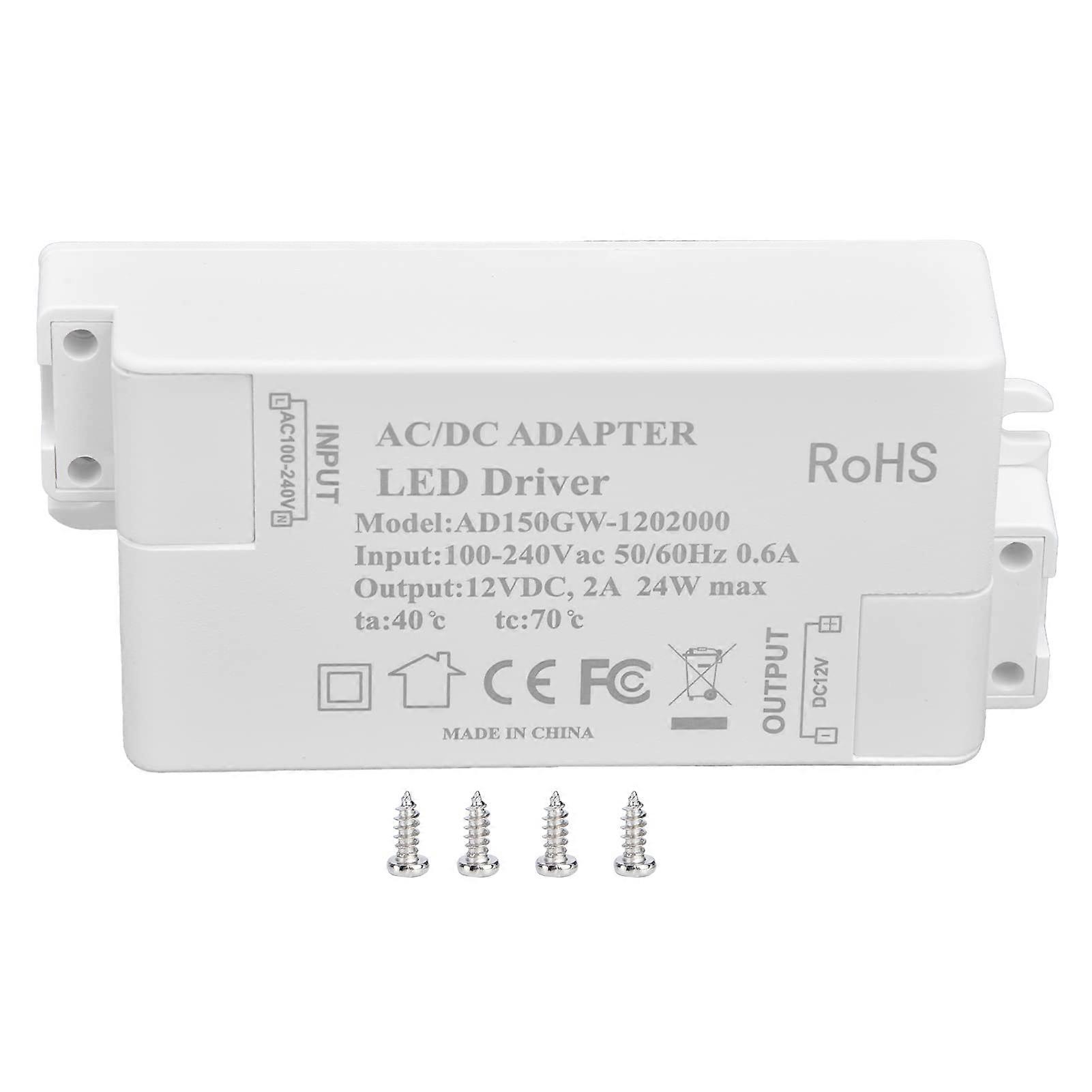 LED Driver 12V 2A Power Supply, Constant Voltage Transformer for Strip Cabinet Ceiling Lights