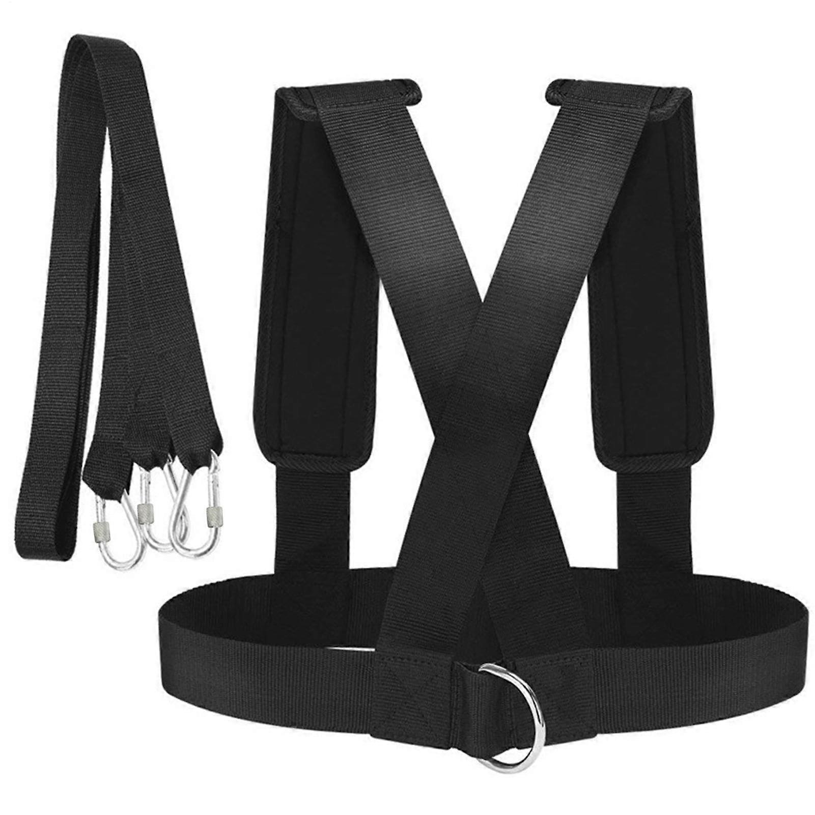 Adjustable Weight Pull Sled Harness for Resistance Training, Heavy Duty Strength and Speed Workout Gear