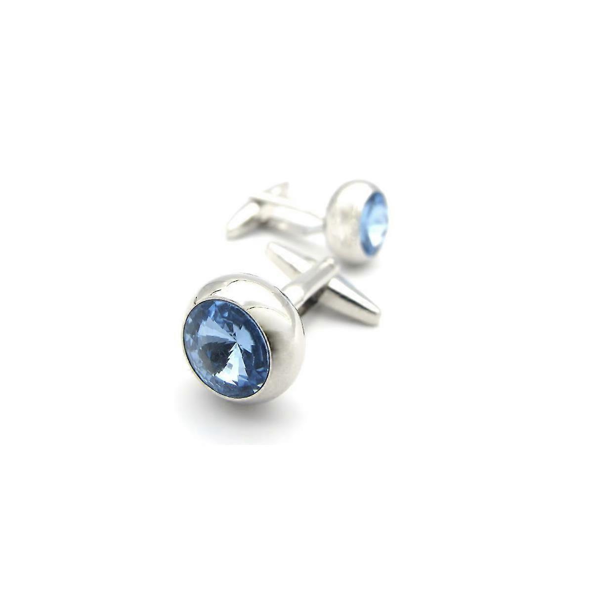 Silver Blue Cufflinks Round Shard Flash from Charles William