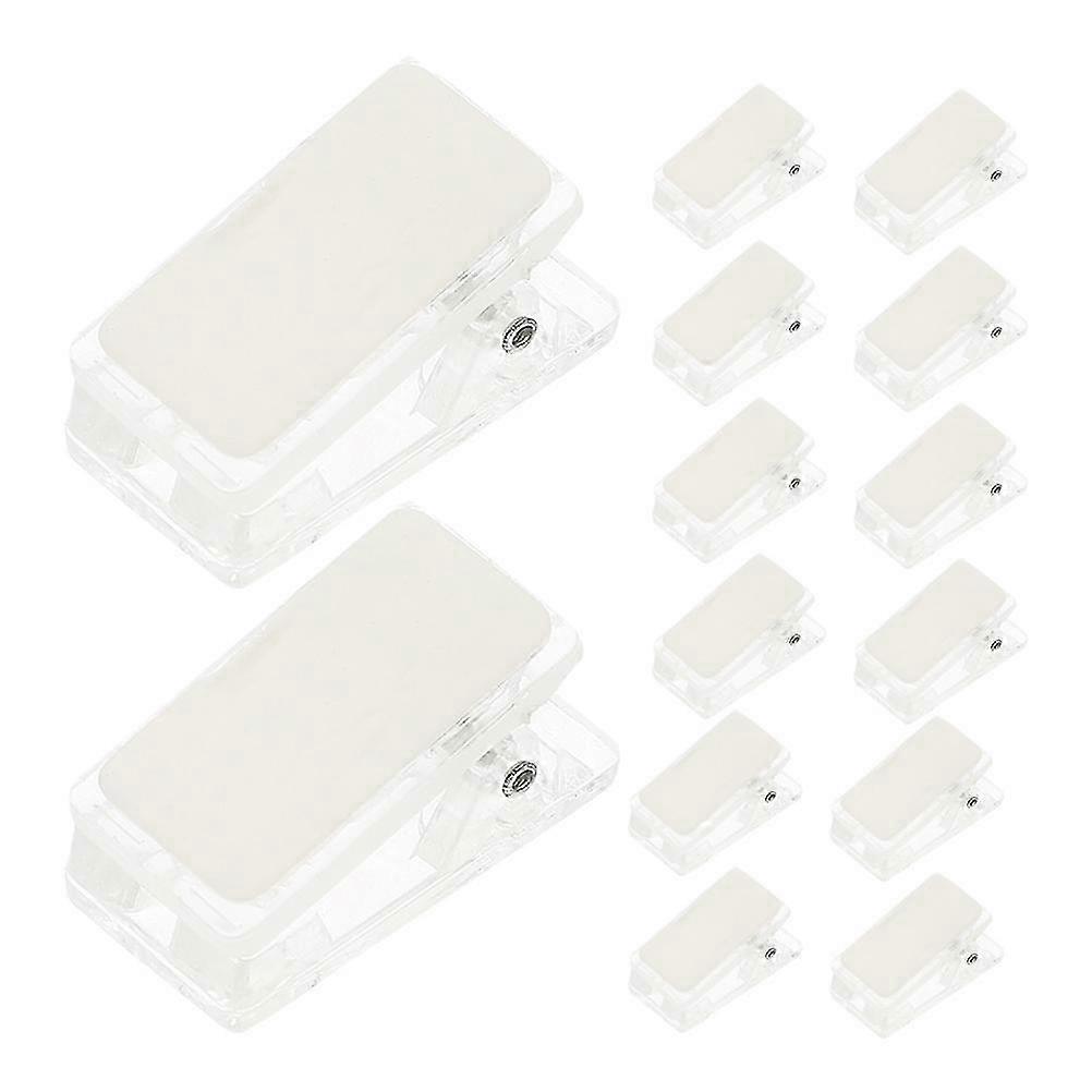 Self Adhesive Clips for Work Badge Mini Plastic Clips Transparent 60Pcs