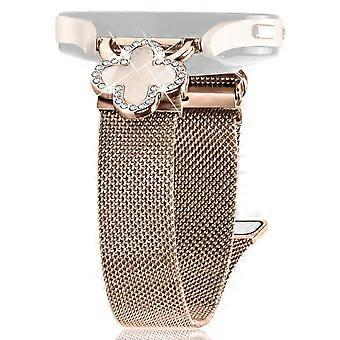 Voor Samsung Galaxy Gear Sport / S2 Classic Milanese band met klaverdecoratie, gegalvaniseerd roestvrij staal
