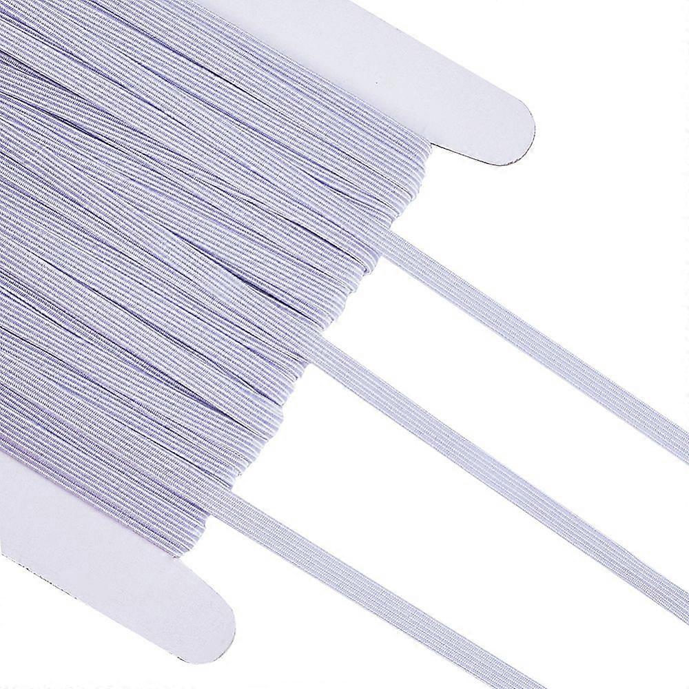 Elastic Cord with Polyester Outside and Rubber Inside Flat White 6mm 31.18~32.81 Yards(28.5~30m)