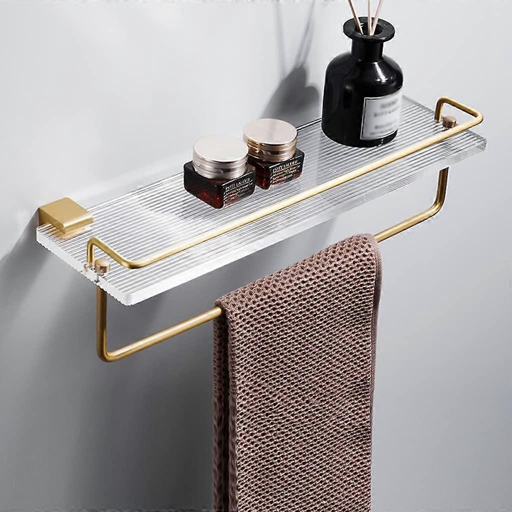 Bathroom Shelf 40cm Solid Wood and Acrylic Wall Mounted Towel Rack SpaceSaving Elegant Design