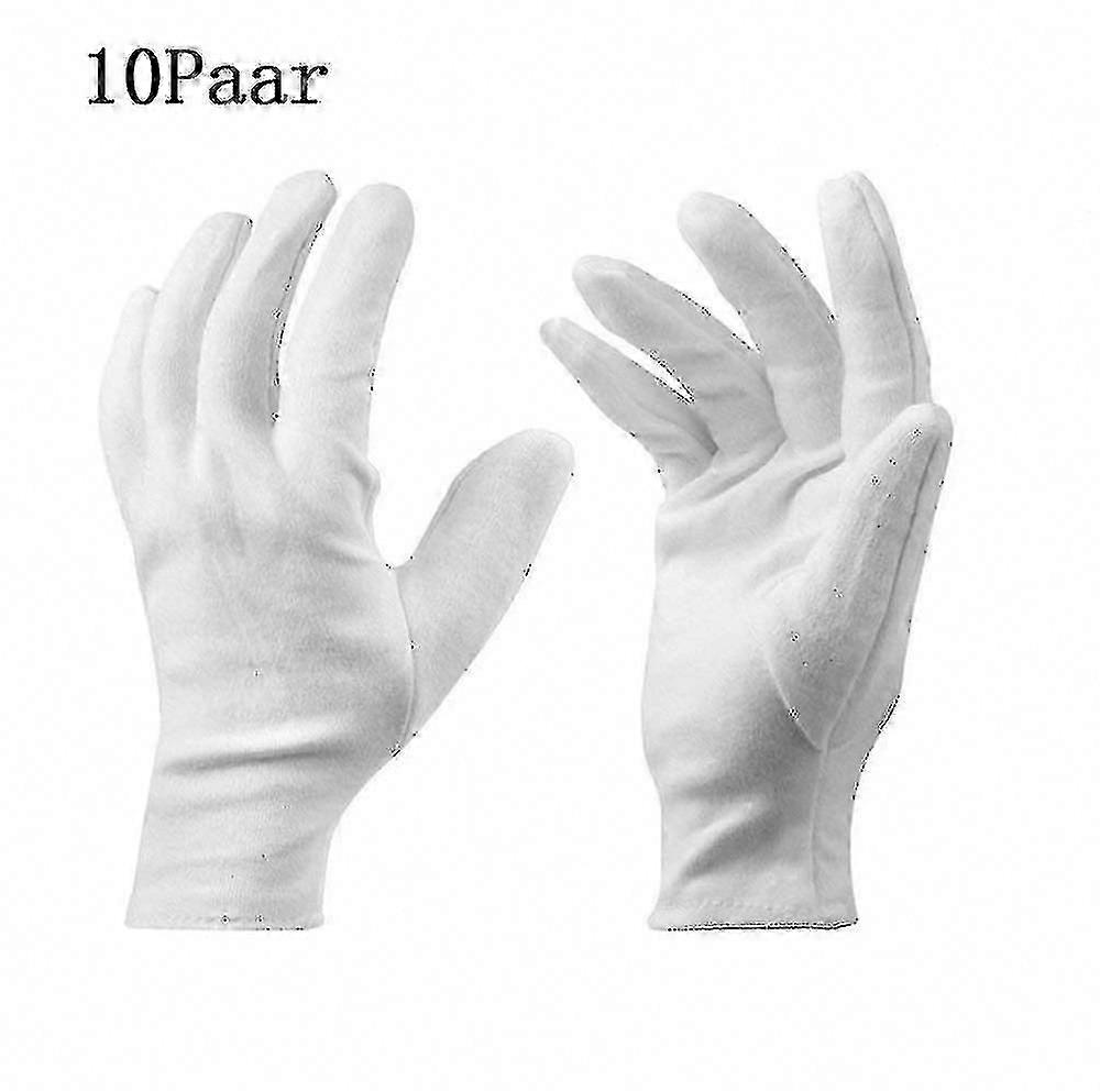 10 Pairs White Cotton Gloves, Comfortable & Breathable