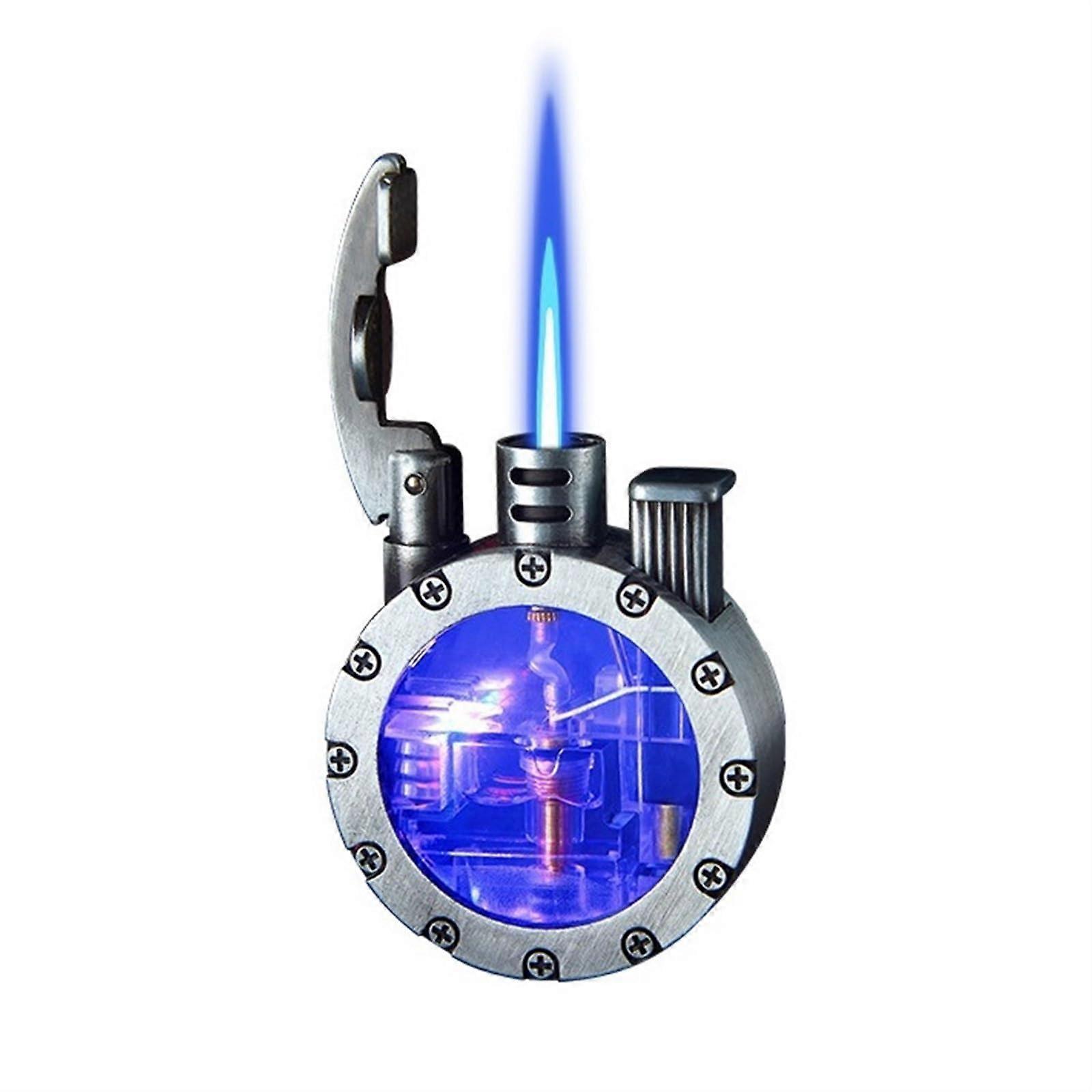 Retro Butane Lighter with Windproof Flame, Adjustable Refillable Gas Design, Vintage Gift for Men