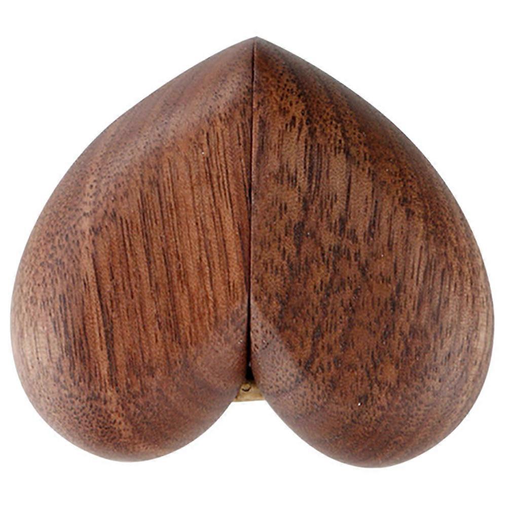 Engagement Ring Box Wooden for Proposal Heart Shaped Ring Box Light Brown
