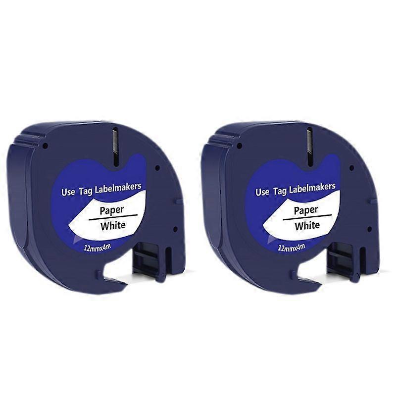 2 Pack Compatible Label Tape Replacement for Black on White Plastic Label Tape for Label Maker