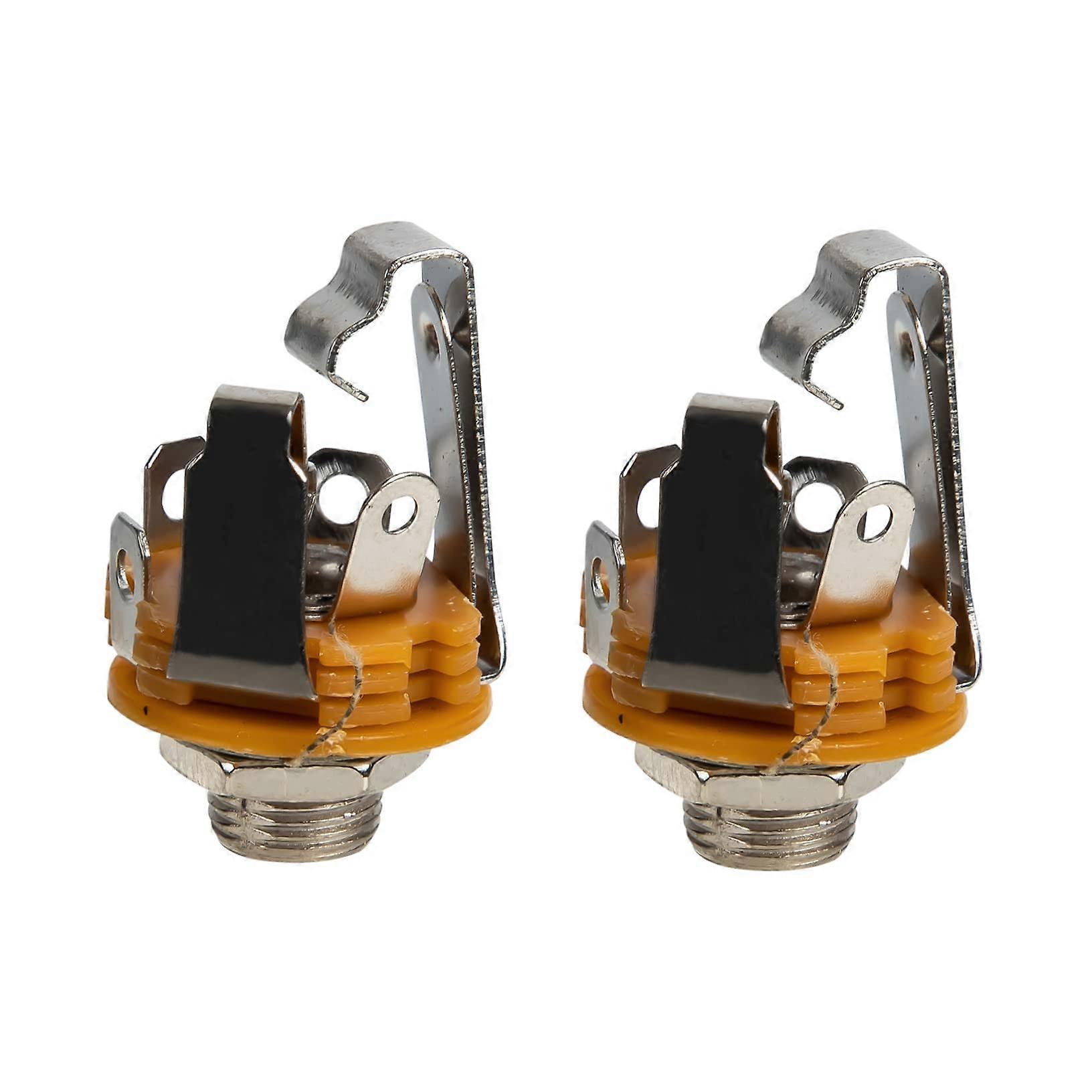 2pcs Electric Guitar Output Jack 1/4 Inch Stereo Metal Panel Mount Socket Durable Replacement