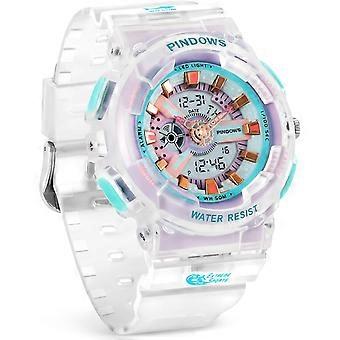 Montre numérique-analogique étanche pour femme avec chronomètre, alarme, double affichage et rétroéclairage LED 7 couleurs – Convient aux adolescentes et aux étudiantes