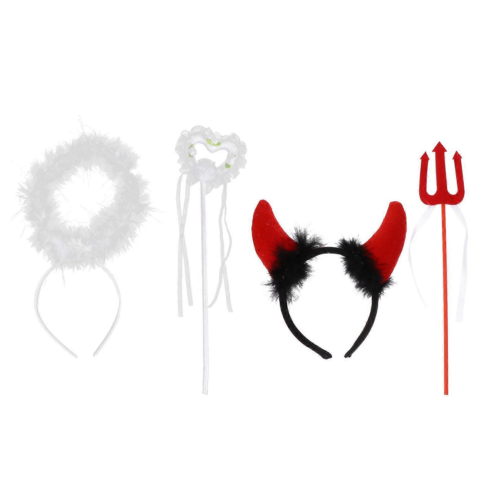 2Sets Angel Devil Performing Props Angel Devil Decorative Wand Headdress Set