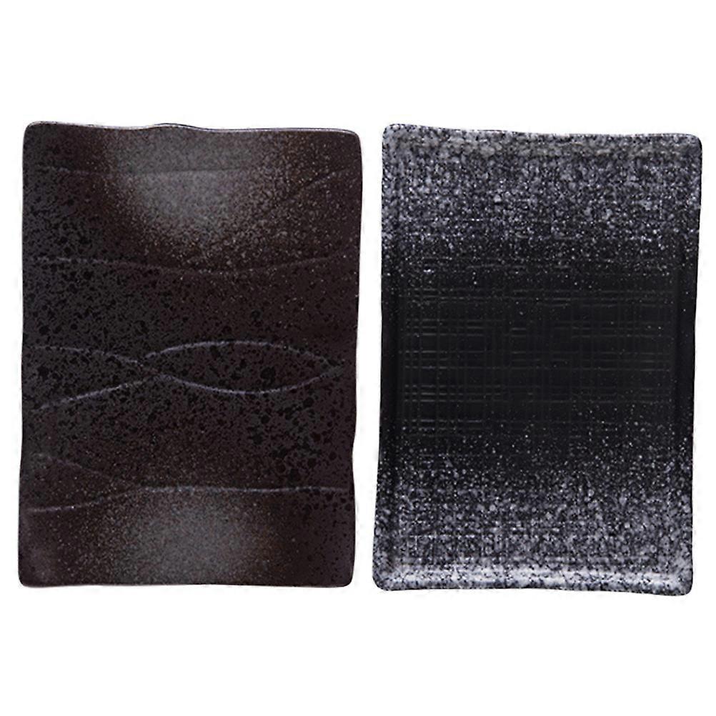 Sushi Dish 2Pcs Ceramic Rectangular Plates for Home Use