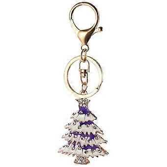 Christmas Tree Keychain Pendant For Key Buckle 11.5X4X2.5cm Purple Alloy With Easily Found Keys 1Pc