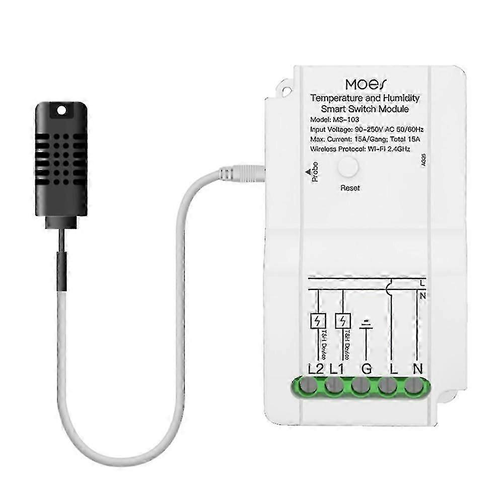 WiFi Smart Temperature Humidity Switch Module Sensor Dual Relay Output Smart Life App Wireless Controller Work A,l