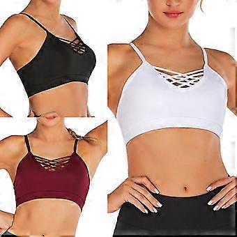 Womens Yoga Sports Running Bra Back Hollow Crop Top Vest Stretch Bras with Removable Pads-wfx