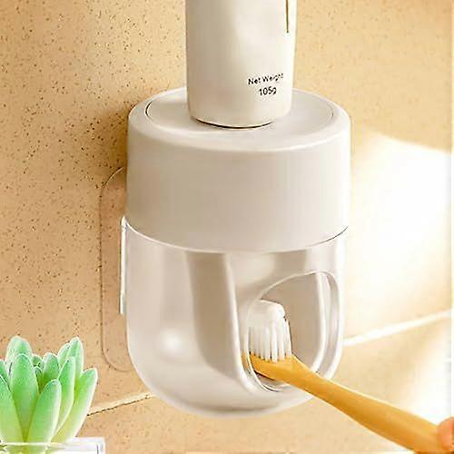Toothpaste Dispenser Wall Mounted Bathroom Automatic Toothpaste Squeezer,Visualization of Toothpaste Flow Rate(White&Transparent)