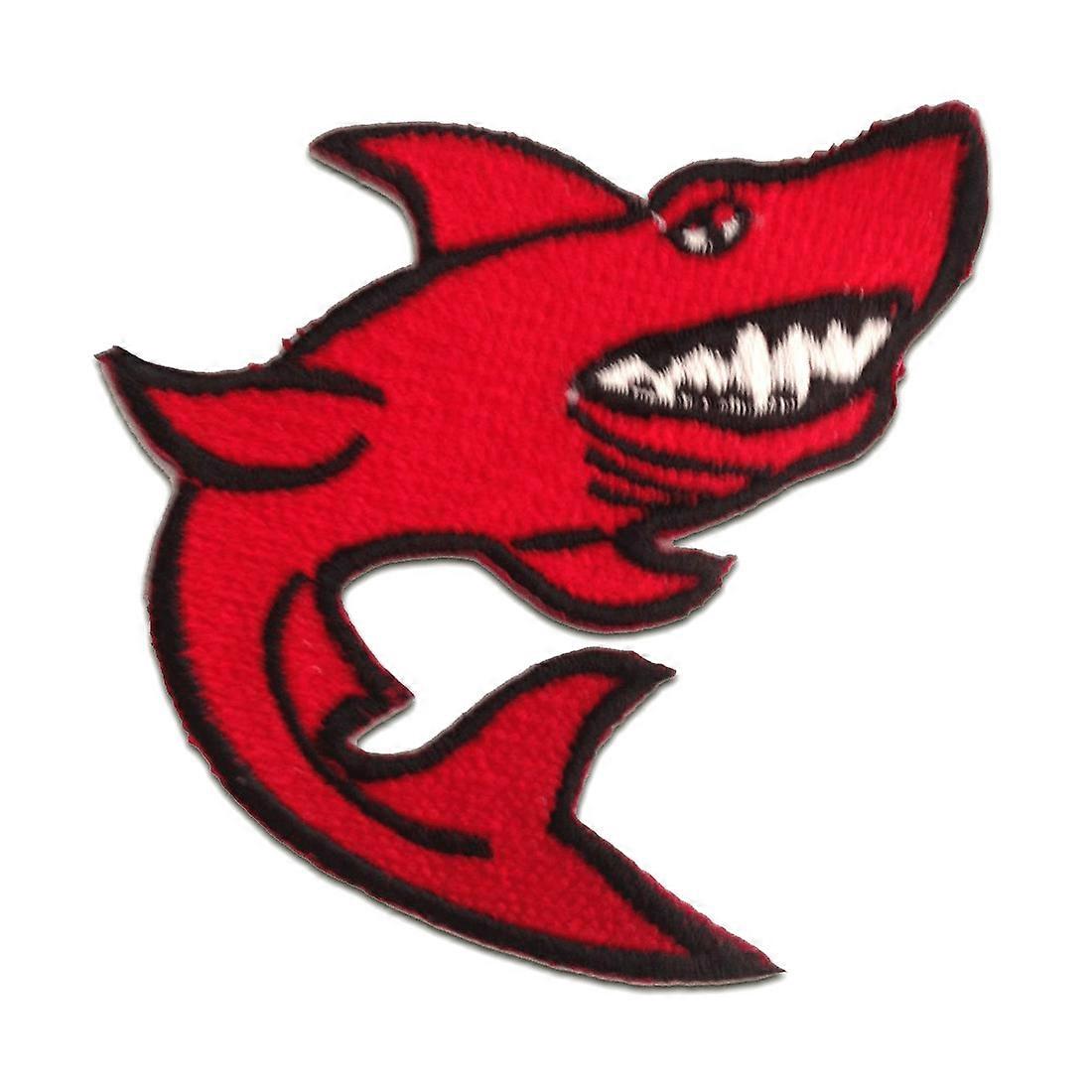 Iron On Patch - Shark Animal - Red - 7.6x8 - Applique Patch Iron On