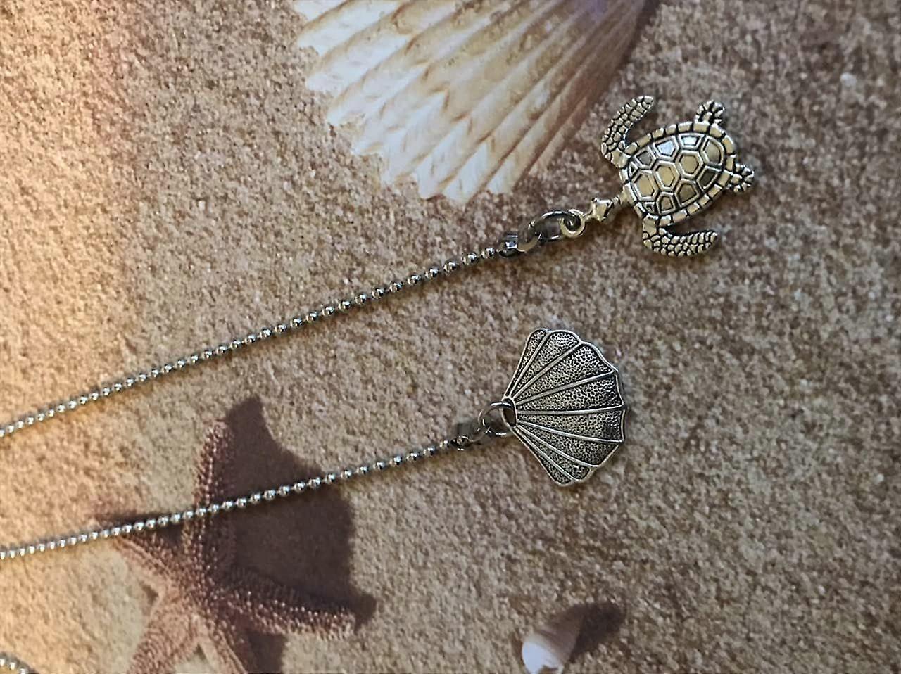 Sea Turtle & Beach Shell Fan Light Pull Chain Set