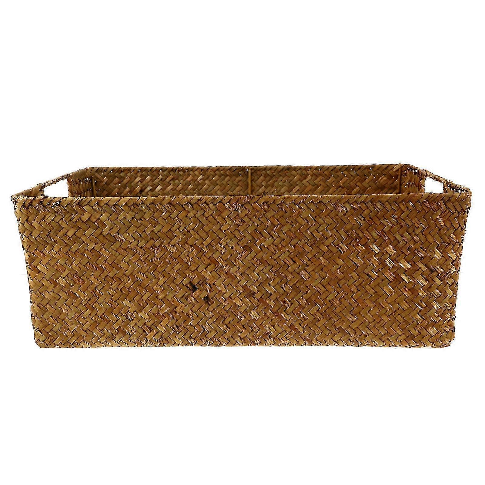 1Pc Woven Seaweed Basket Durable Rectangular Storage Box compatible with Home Organization