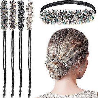 4 Pieces Rhinestone Hair Bun Maker Magic Hair Styling Deft Bun Elegant Easy Bun Maker Compatible With Hair Multicolored Convenient Hairstyle Tool Diy